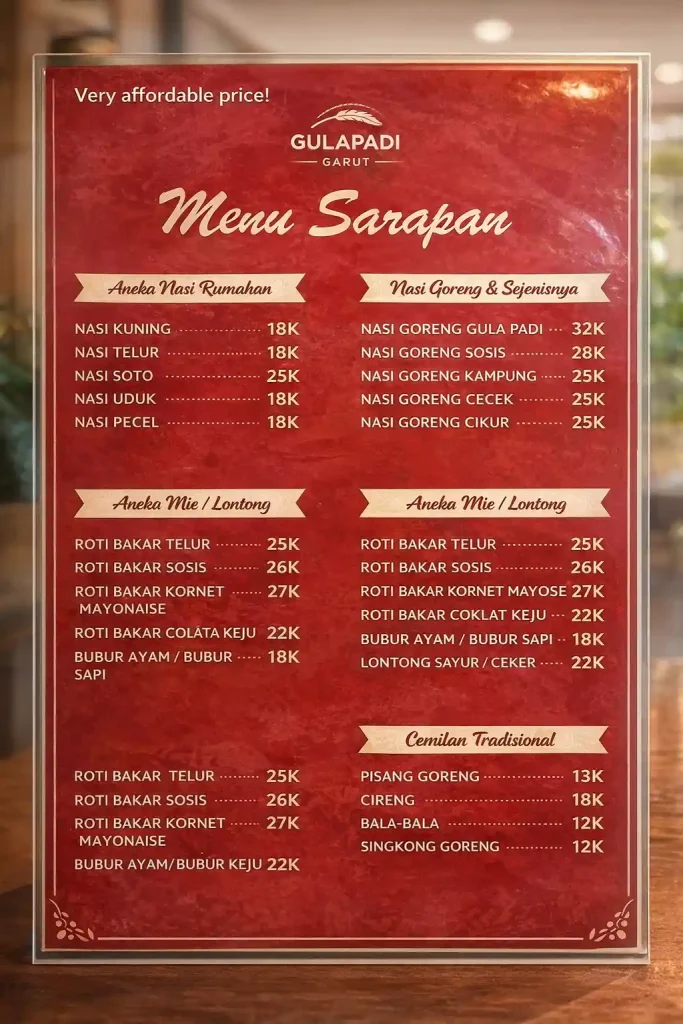 Menu Update Gulapadi Garut